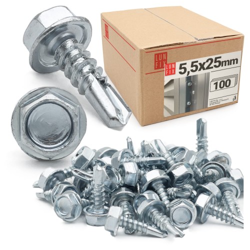 Vis autoperceuses pour métal 5,5x25 mm DIN7504K galvanisées - LUN FIX