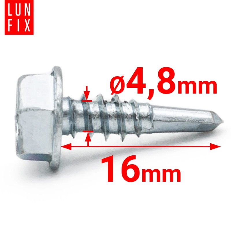 Wkręty samowiercące 4,8x16mm łeb 6-kątny DIN7504K ocynk 100szt.