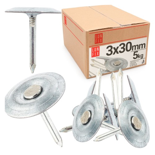 Clous pour feutre bitumé 3x30 mm galvanisés 5 kg - LUN FIX