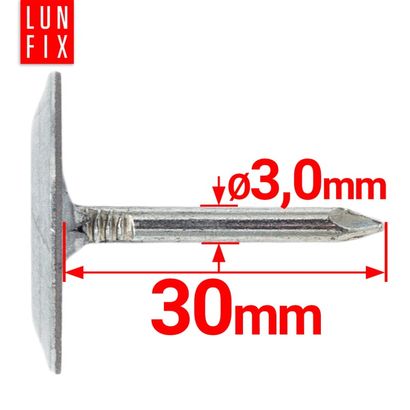 Gwoździe papowe 3x30mm ocynkowane z podkładką 5kg