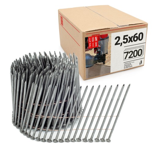 Clous en rouleau pour cloueur 2,5x60 60 mm annelés - LUN FIX