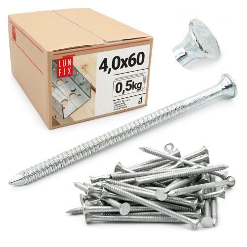 Pointes d’ancrage 4x60 mm galvanisées 0,5 kg - LUN FIX