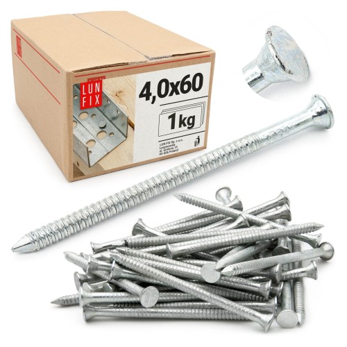 Pointes d’ancrage 4x60 mm galvanisées 1 kg - LUN FIX