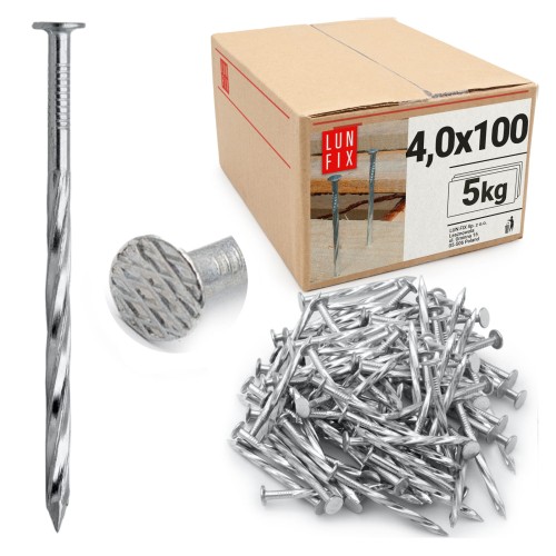 Clous torsadés 4x100 mm galvanisés 5 kg - LUN FIX