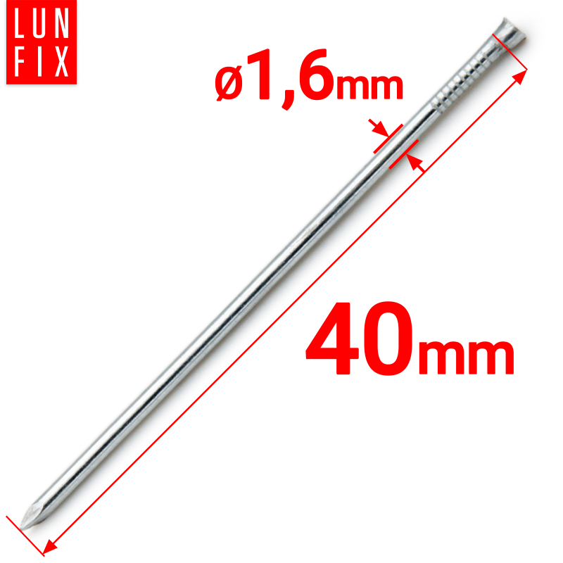 Gwoździe stolarskie 1,6x40mm srebrne ocynkowane 5kg