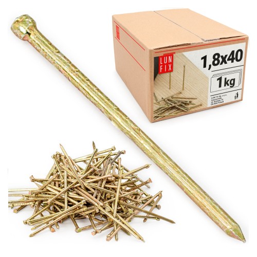 Pointes de menuiserie 1,8x40 mm DIN1152 zinguées jaunes 1 kg - LUN FIX