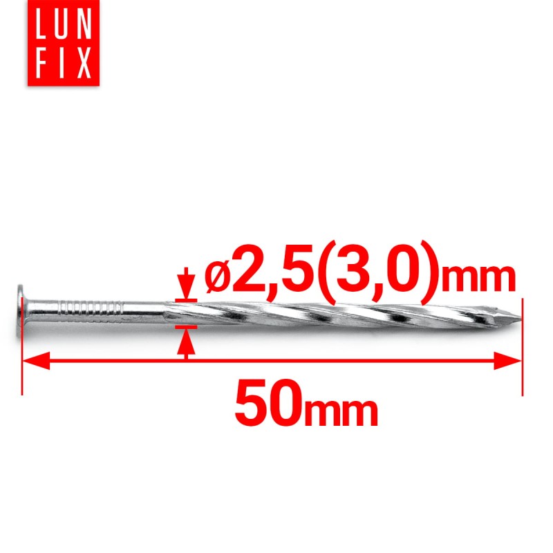 Gwoździe skręcane 2,5x50 mm 2 cale ocynkowane 5kg