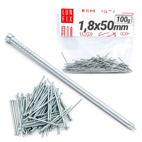 Pointes de menuiserie 1,8x50 mm galvanisées argent 100 g - LUN FIX