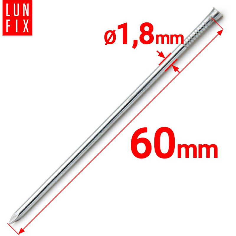 Gwoździe stolarskie 1,8x60mm srebrne ocynkowane 100g