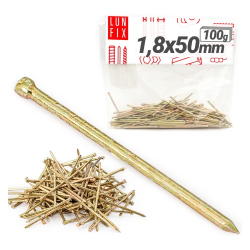 Pointes de menuiserie 1,8x50 mm DIN1152 zinguées jaunes - LUN FIX