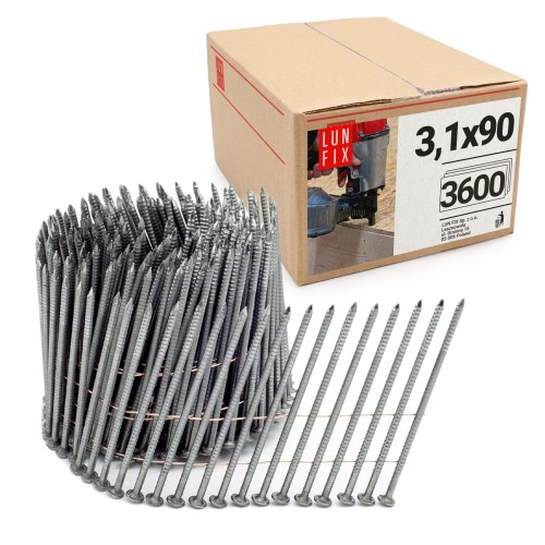 Clous en rouleau pour cloueur 3,1x90 90 mm annelés - LUN FIX