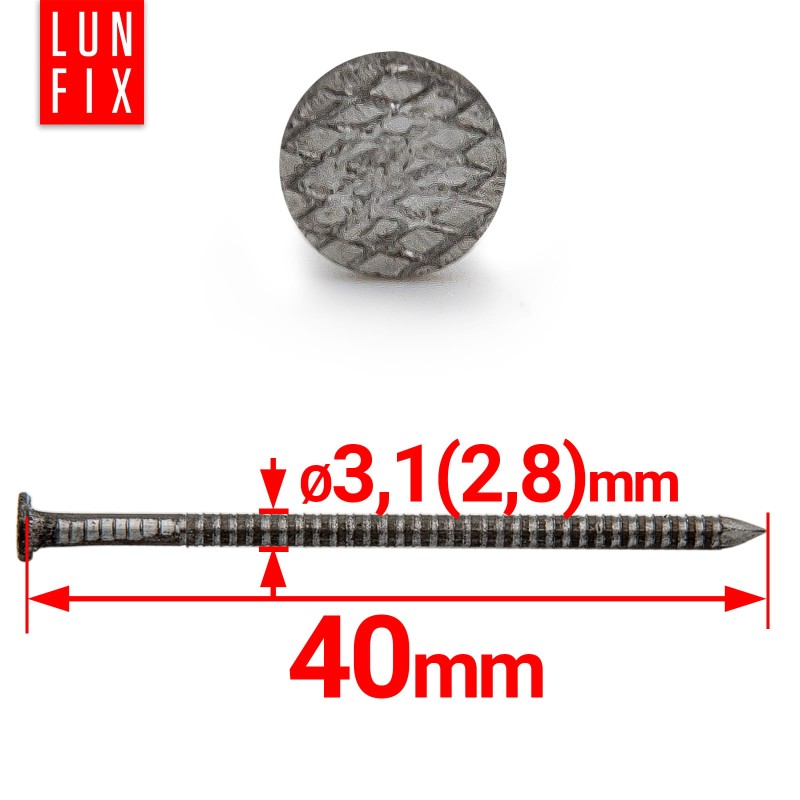 Gwoździe pierścieniowe 3,1x40 mm 1,5" ciesielskie czarne 1kg