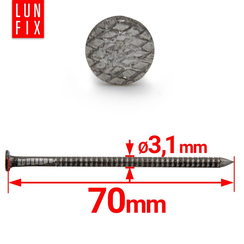 Gwoździe pierścieniowe 3,1x70 mm ciesielskie czarne 1kg