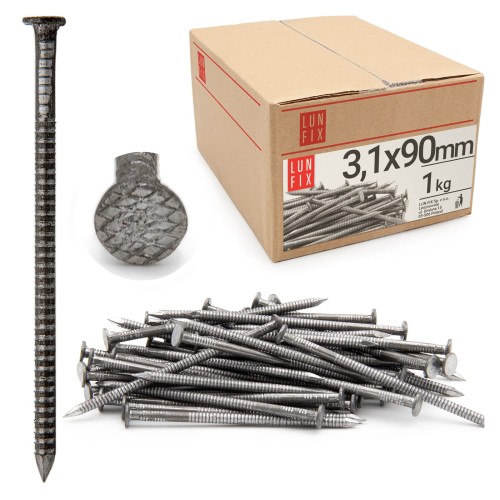 Clous annelés 3,1x90 mm noir 1 kg - LUN FIX