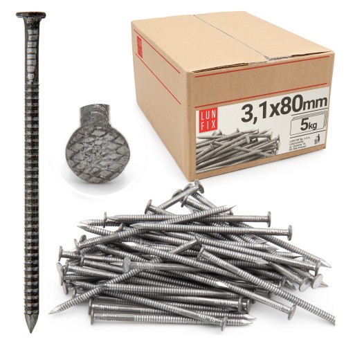 Clous annelés 3,1x80 mm noir 5 kg - LUN FIX