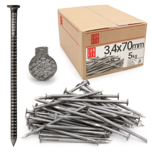 Clous annelés 3,4x70 mm noir 5 kg - LUN FIX