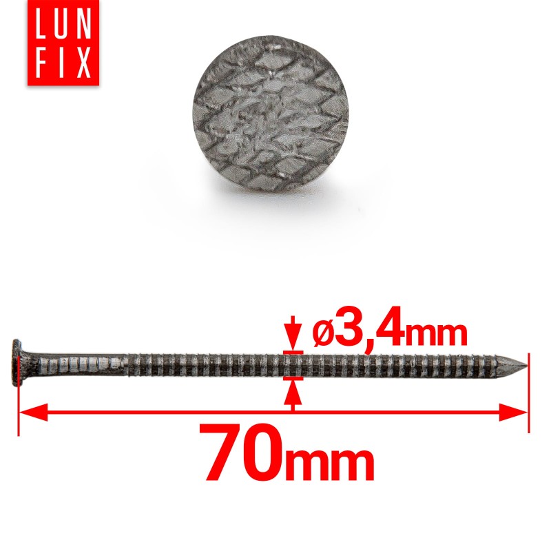 Gwoździe pierścieniowe 3,4x70 mm ciesielskie czarne 5kg