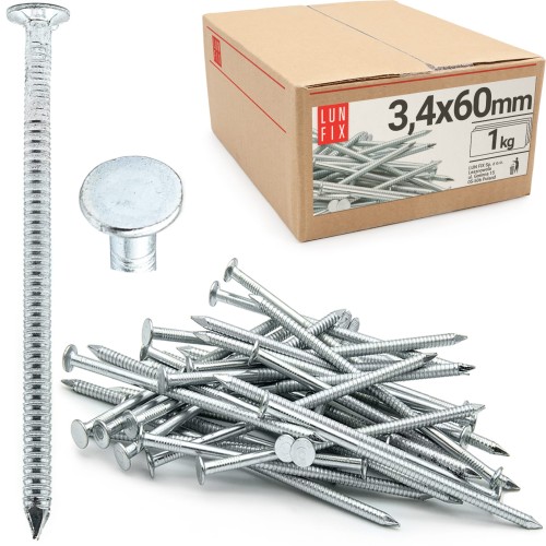Clous annelés 3,4x60 mm galvanisés 1 kg - LUN FIX