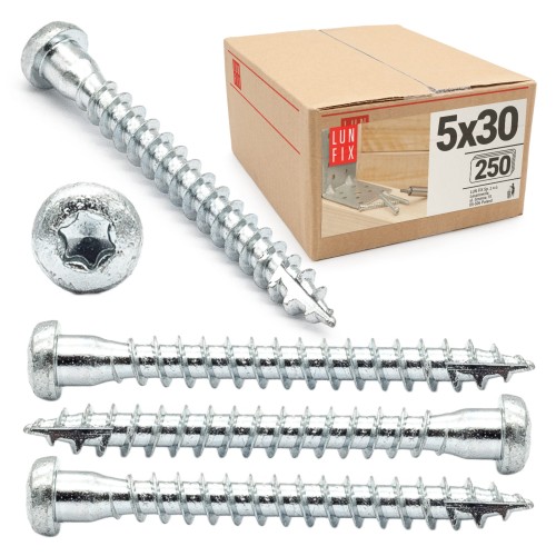 Vis pour connecteurs de charpente 5x30 galvanisée 250 pièces - LUN FIX