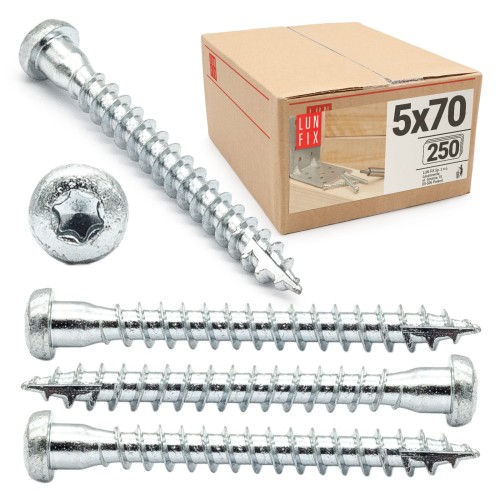 Vis pour connecteurs de charpente 5x70 galvanisée 250 pièces - LUN FIX