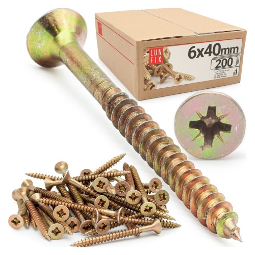 Vis universelles 6x40 KDH galvanisées 200 pièces - LUN FIX