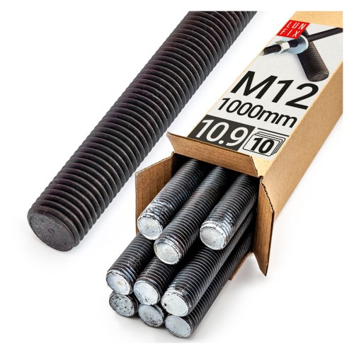 Tige filetée M12 1000 mm galvanisée noir 10 pièces - LUN FIX