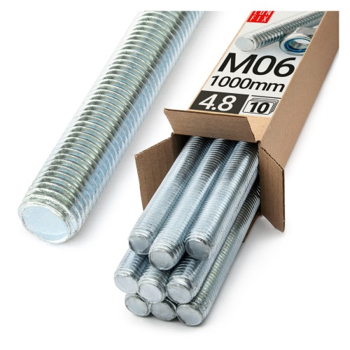 Tige filetée M6 1000 mm galvanisée 10 pièces - LUN FIX
