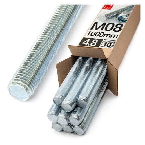 Tige filetée M8 1000 mm galvanisée 10 pièces - LUN FIX