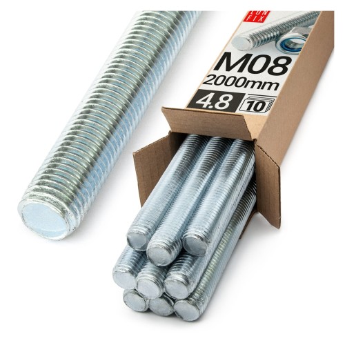 Tige filetée M8 2000 mm galvanisée 10 pièces - LUN FIX
