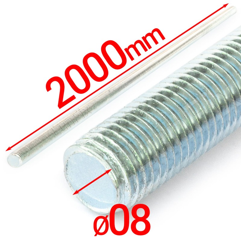 Pręt gwintowany szpilka M8 ocynkowany 2000 mm 10szt.