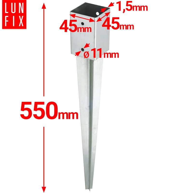 Podstawa słupa wbijana 45x45x2 kotwa 600mm