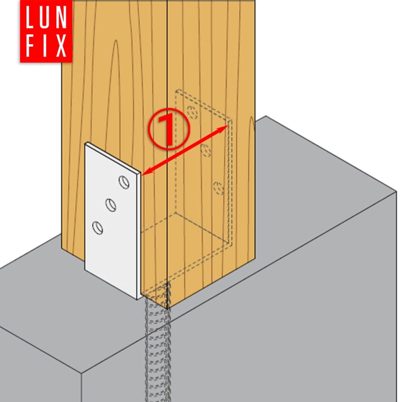 Podstawa słupa do wmurowania 120 mm kotwa z prętem do betonu