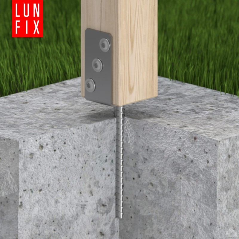 Podstawa słupa do wmurowania 120 mm kotwa z prętem do betonu