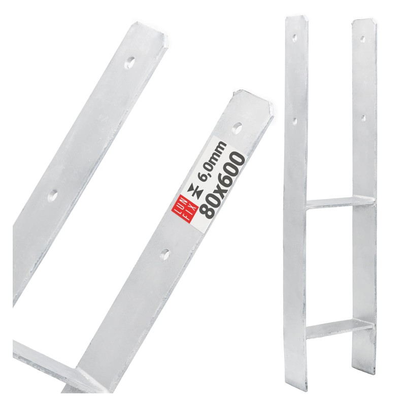Podstawa słupa typ H 80x600x6 mm kotwa