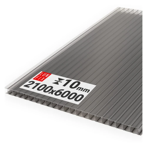 Polycarbonate alvéolaire 10 mm gris 2,1x6 m - LUN FIX