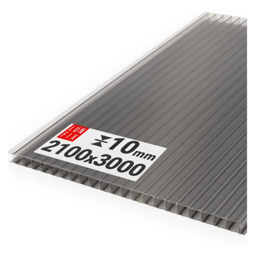 Polycarbonate alvéolaire 10 mm gris 2,1x3 m - LUN FIX