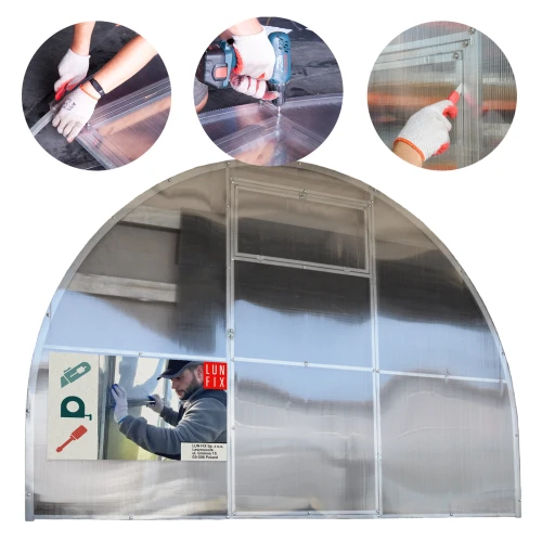 Zuschnitt- et Montageservice pour polycarbonate an Gewachshausfronten - LUN FIX
