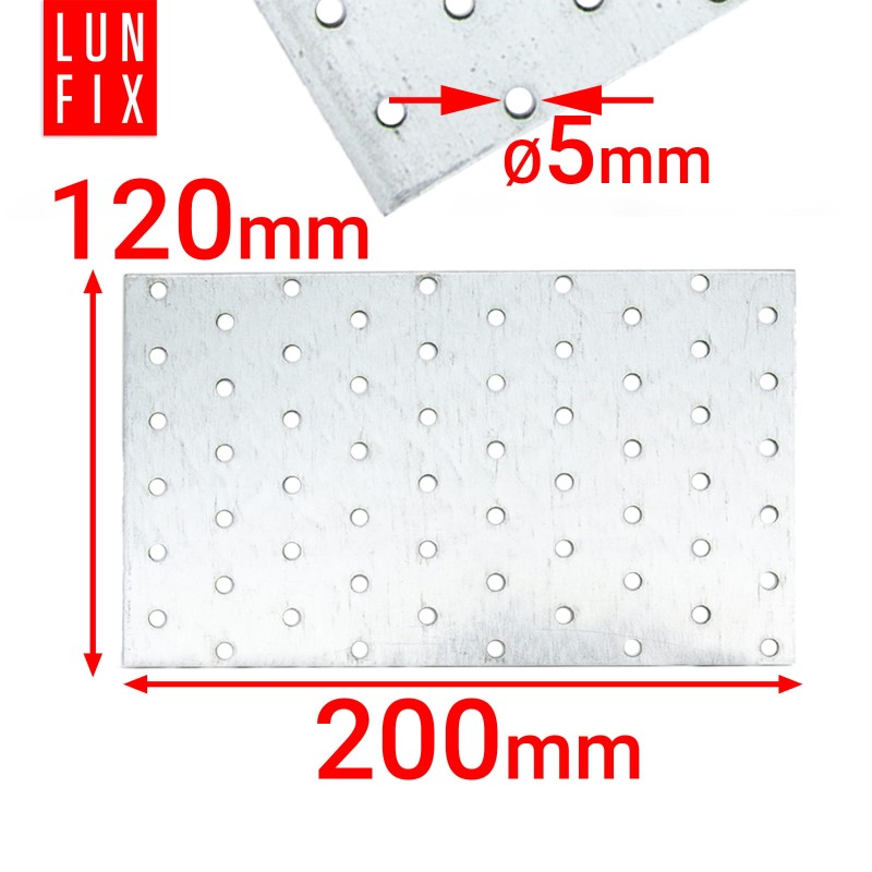 Łącznik płaski płytka perforowana 120x200 mm ocynk 10 szt.