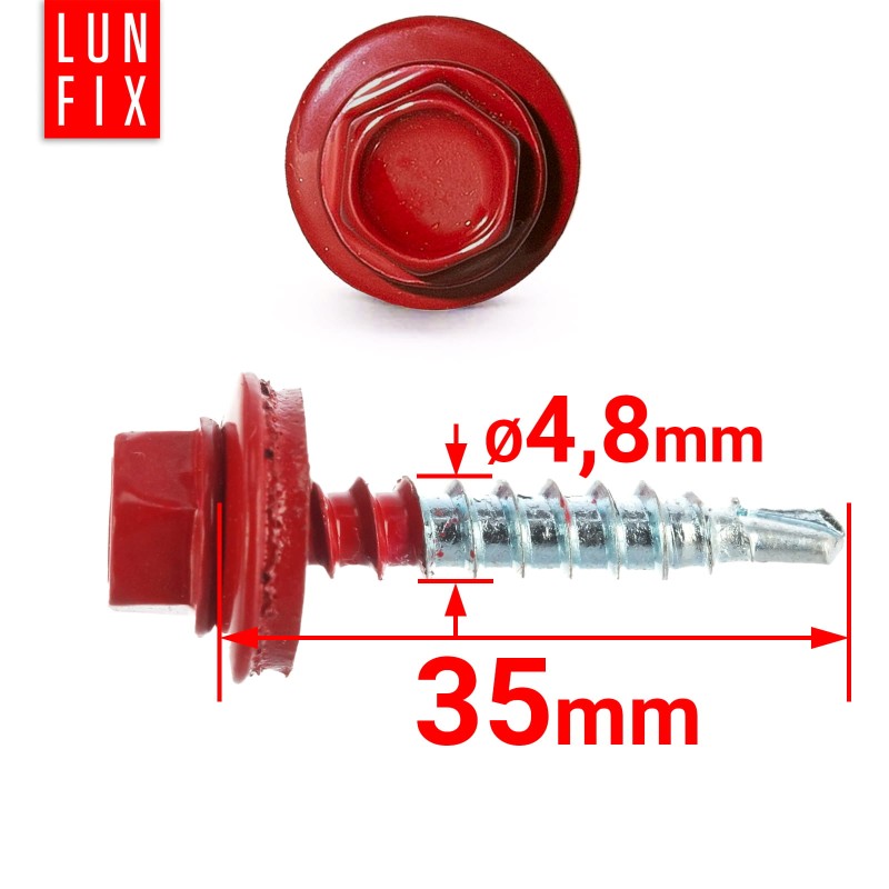 Wkręty farmerskie 4,8x35 samowiercące farmery czerwone 250szt.