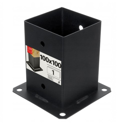 Pied de poteau 100x100 mm galvanisé noir - LUN FIX
