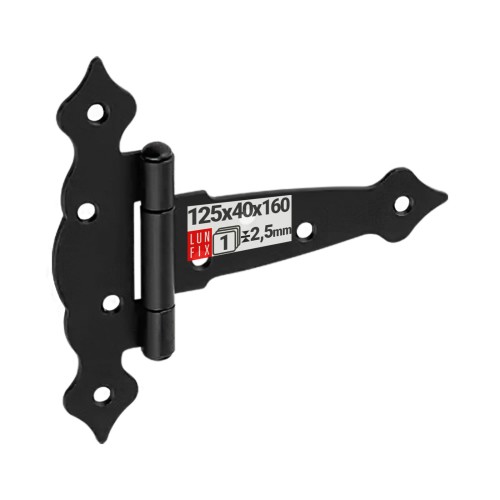 Charnière de fixation 125x40x160x2,5 ZTO galvanisée noir - LUN FIX