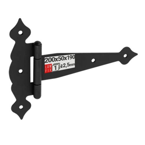 Charnière de fixation 200x50x190x2,5 galvanisée noir 1 pièce - LUN FIX