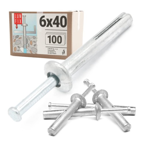 Chevilles métalliques à frapper 6x40 galvanisées 100 pièces - LUN FIX