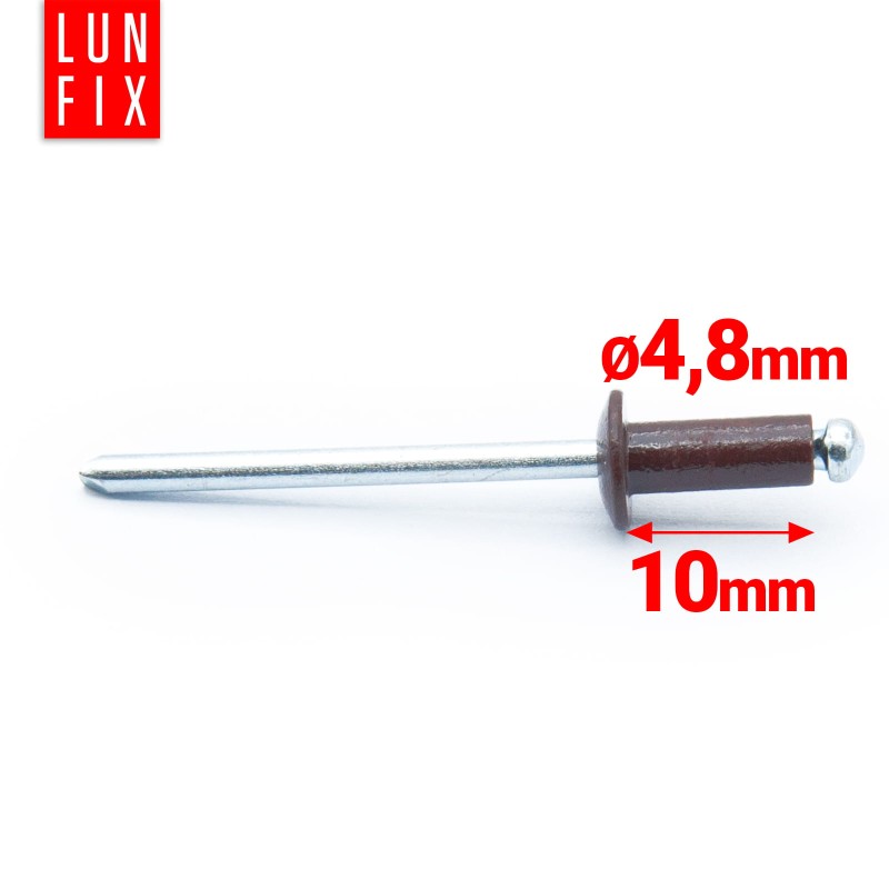 Nity zrywalne 4,8x10mm aluminiowo-stalowe brązowe RAL 8017 100szt.