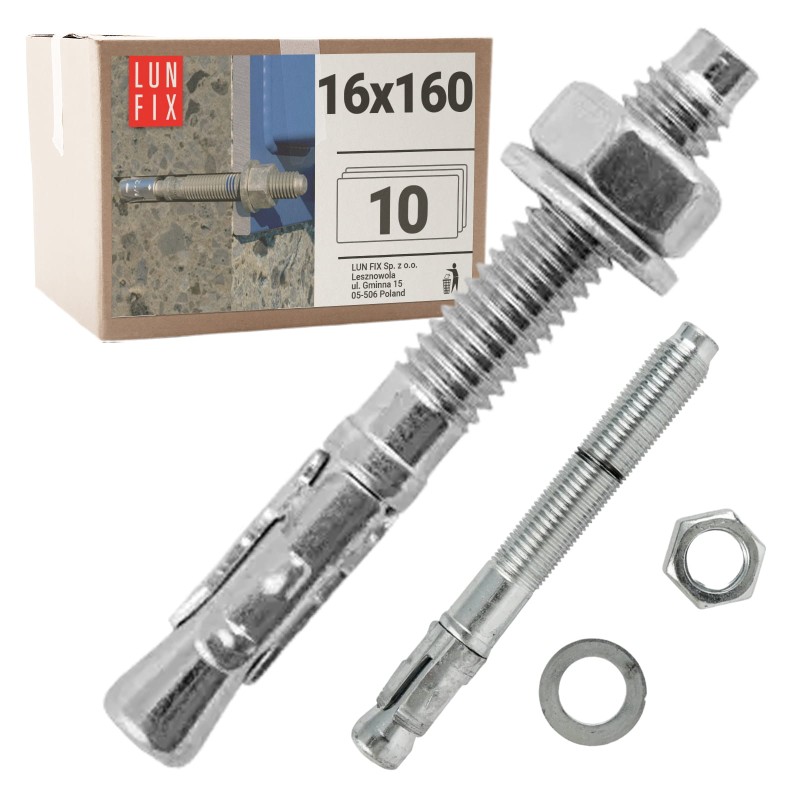 Kotwa ekspresowa do betonu M16 160mm pierścieniowa rozprężana 10szt.