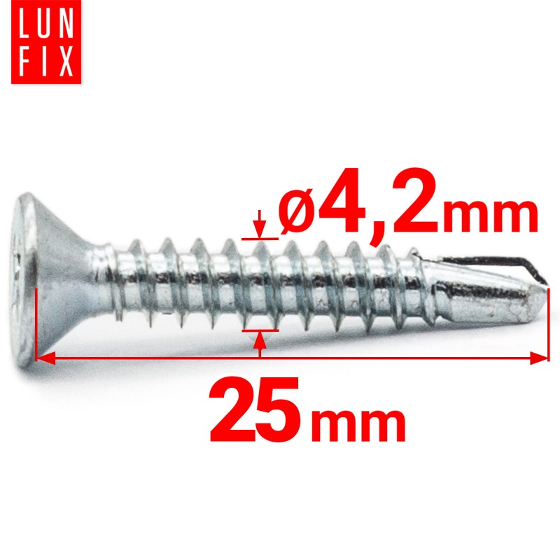 Wkręty samowiercące 4,2x25mm stożkowe ocynkowane DIN7504 500szt.