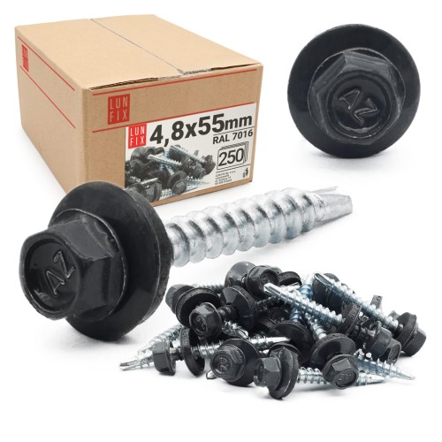 Vis de bardage autoperceuses 4,8x55 WFD joint EPDM - LUN FIX