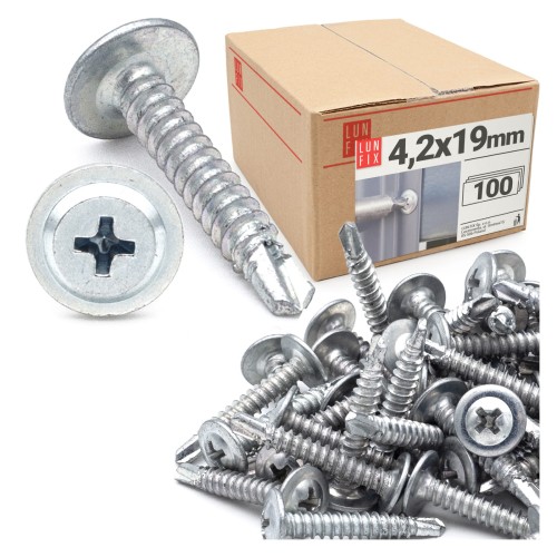 Vis autoperceuses pour métal 4,2x19 mm WSPC acier 100 pièces - LUN FIX