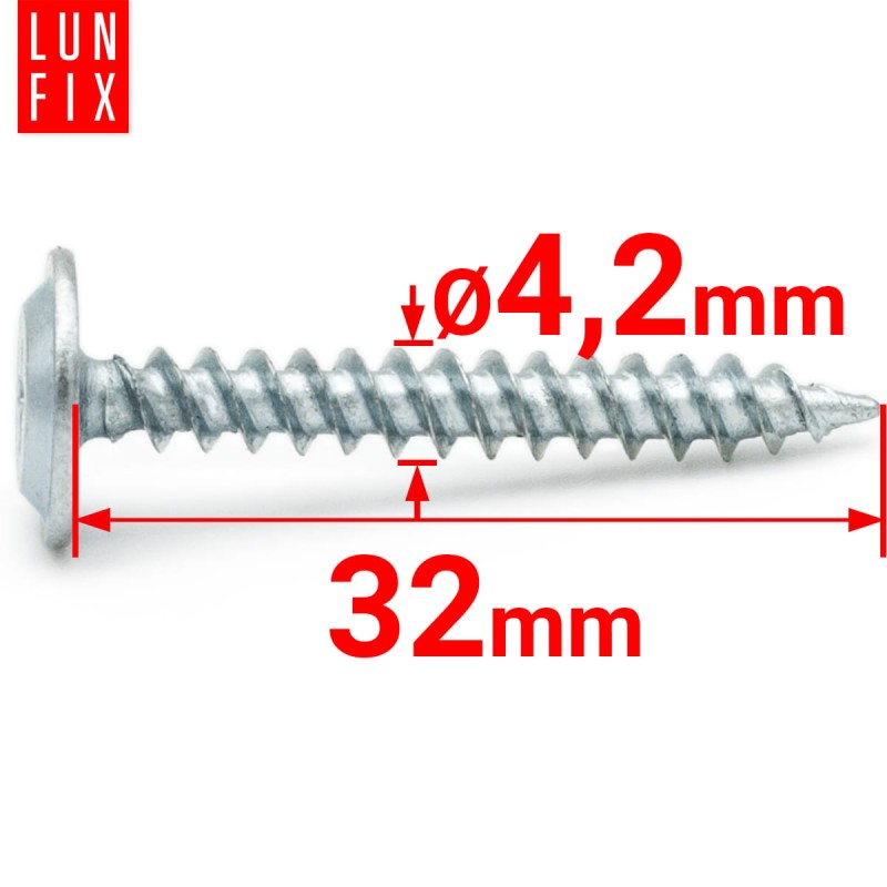 Wkręty samogwintujące 4,2x32mm z łbem podkładkowym do metalu WPC 500szt.