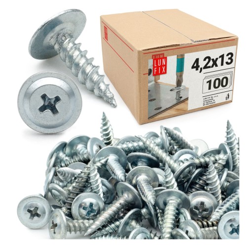 Vis à tôle à tête rondelle 4,2x13 galvanisée 100 pièces - LUN FIX